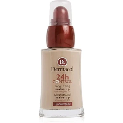 Abbildung von Dermacol 24H Kontrolle Abdeckende, flüssige Foundation mit Coenzym Q10, für trockene und fettige Haut, langanhaltend berührungsfest, Nr. 02, 30 ml