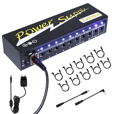 Abbildung von Tavsou Netzteil für Gitarren Effektpedale 10 isolierter DC Ausgang 9V/12V/18V mit separatem Kurzschlussschutz EU Adapter