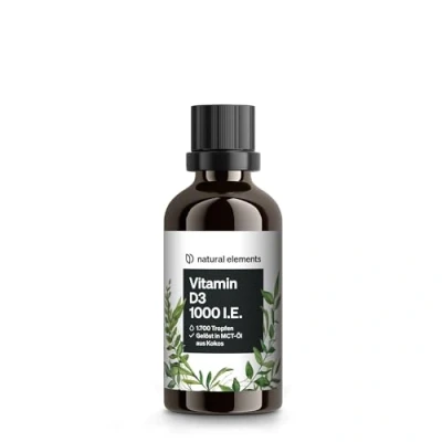 Abbildung von Vitamin D3 Tropfen 1000 I.E. pro Tagesdosis (1 Tropfen) Langzeitvorrat mit 50 ml für beste Bioverfügbarkeit in MCT Kokosöl gelöst flüssig, hochdosiert, vegetarisch