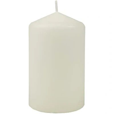 Abbildung von HS Candle Wachskerzen Elfenbein Stumpenkerzen Ø6cm x 10cm Kerze in vielen Farben, Lange Brenndauer Hergestellt EU Kerzen Blockkerzen Wachs