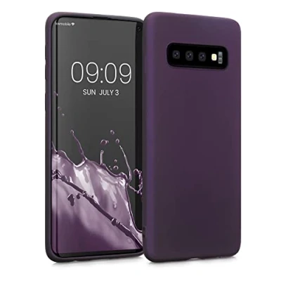 Abbildung von kwmobile Case kompatibel mit Samsung Galaxy S10 Hülle Schutzhülle aus Silikon metallisch schimmernd Handyhülle Metallic Brombeere