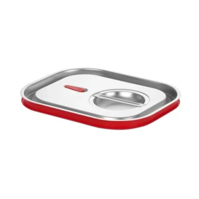 Abbildung von HENDI Gastronorm Deckel, für Gastronormbehälter, mit Silikonrand, Temperaturbeständig von 40 bis 300C, Heissluftöfen Chafing Dishes Bain Marie, Stapelbar, GN 1/2, 265x325mm, Edelstahl