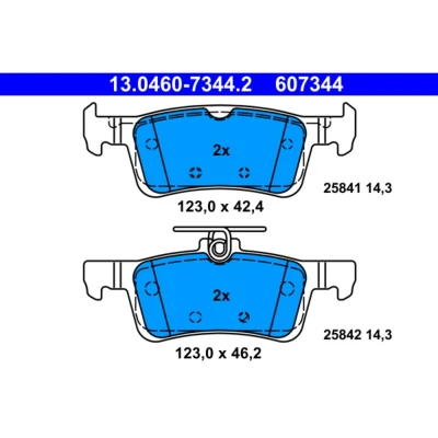 Abbildung von ATE 13.0460 7344.2 Bremsbelagsatz nicht für Verschleißwarnanzeiger vorbereitet, exkl. Verschleißwarnkontakt FORD: FIESTA Mk7 Kastenwagen, 7