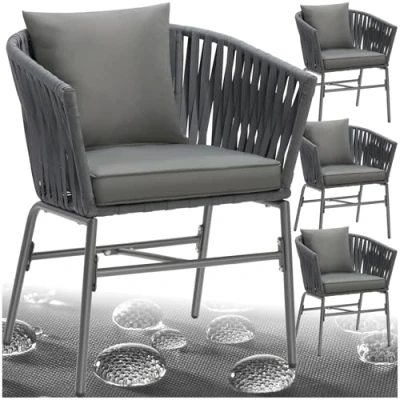 Abbildung von tectake Gartenstuhl Stuhlset (4er Set, 4 St), Geflecht im Rope Design