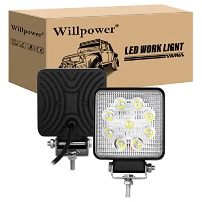 Abbildung von Willpower 2pc Led Scheinwerfer 10cm 4‘’ 27W Arbeitsscheinwerfer 12V 24V Zusatzscheinwerfer Auto Rückfahrscheinwerfer Wasserdicht für Offroad Traktor SUV ATV Rund