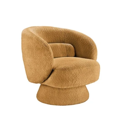 Abbildung von riess ambiente Drehsessel BOSSA NOVA senfgelb (Einzelartikel, 1 St), Wohnzimmer · Bouclé 360 drehbar Scandinavian Design