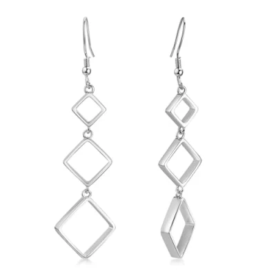 Abbildung von Materia Paar Ohrhänger Damen Silber Quadrate Geometrisch lang SO 290, 925 Sterling Silber, rhodiniert