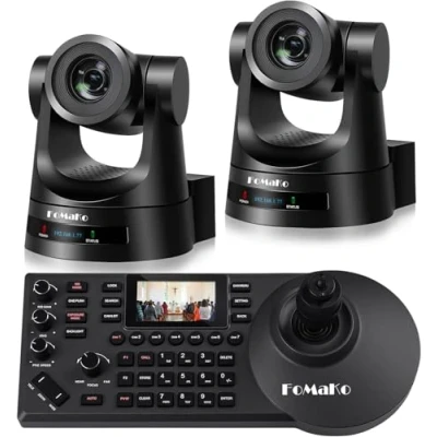 Abbildung von FoMaKo SDI PTZ Kamera Set 30x Optischer Zoom FHD 1080P@60 KI Tracking mit 3G HDMI USB3.0 IP PoE, Live Streaming Kit (2X FMK30SDI &amp; 1x KC608 Pro Controller) BH302