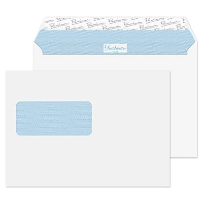 Abbildung von Blake Envelopes Premium Office 34214W Briefumschlag Haftklebung Mit Fenster Ultra Weiß Wove C5 162 x 229 mm 120g/m² 50 Stück