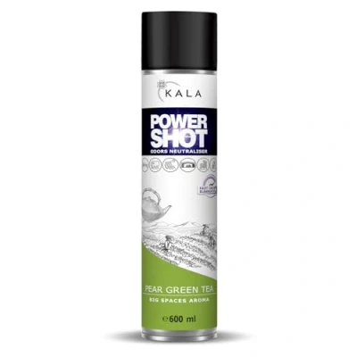 Abbildung von KALA Geruchsneutralisierer für Räume POWER SHOT, Geruchsentferner Große Flächen ca. 200 m3, Lufterfrischer mit Aktiver Neutralisator alle Duft Pear Green Tea, 600 ml