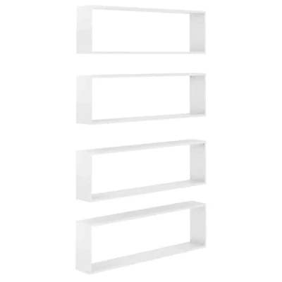 Abbildung von vidaXL 4X Würfelregal Wandregal Hängeregal Cube Lounge CD Regal Dekoregal Bücherregal Schweberegal Wandboard Regalwürfel Hochglanz Weiß 100x15x30cm Holzwerkstoff