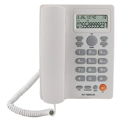 Abbildung von Schnurgebundenes Telefon, KX T885 Anrufer ID Anzeige Freisprechen Festnetztelefon für das Home Office Hotel(Weiß)