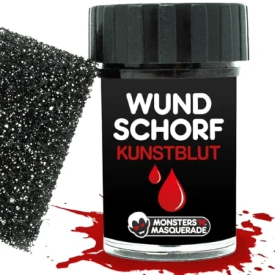 Abbildung von Monsters&#039;n&#039;Masquerade Wundschorf Kunstblut mit Schwamm realistische Wunden schminken verkrustetes Blut Schürfblut Halloween Horror Makeup Blutgel