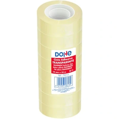 Abbildung von DOHE Transparentes Klebeband, 8 Stück, 1,9 cm x 33 m, zum Verpacken von Kartons, Versand oder Umzug, starker 45 Mikron Kleber, Büromaterial