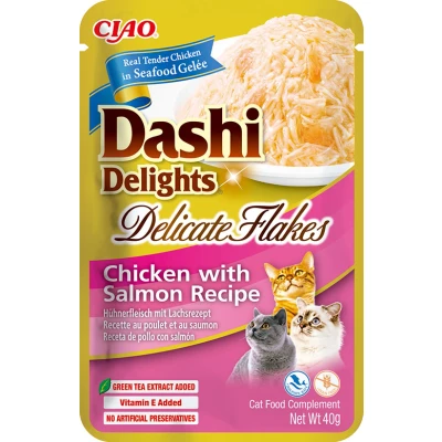 Abbildung von Dashi Delights Delicate Flakes Katzensnack Huhn mit Lachs