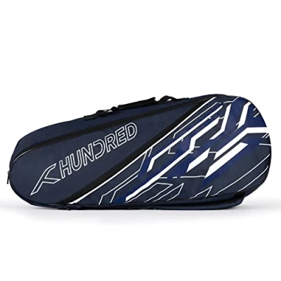 Abbildung von HUNDRED Two Step Badminton &amp; Tennis Racquet Kit Bag (Black, Size: Medium/6in1) Material: Polyester Multiple Compartment with Side Pouch Easy Carry Handle Padded Back Straps Front Zipper Pocket