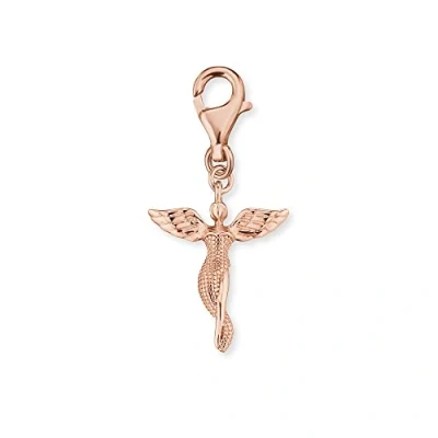 Abbildung von Engelsrufer Damen Charm Anhänger Schutzengel Symbol aus rosévergoldetem Sterling Silber Karabinerverschluss nickelfrei