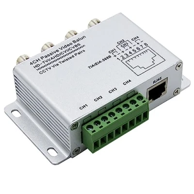 Abbildung von Erpmlyo Balun Video Passiv 4CH für TVI CVI AHD CCTV über verdrehte Paare UTP Transmitter BNC auf RJ45