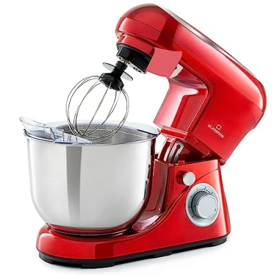 Abbildung von Klarstein Knetmaschine Küchenmaschine zum Backen, 1300W Teigmaschine Klein, 6 Stufen, Schneebesen Rühr &amp; Knethaken, 5L Schüssel, Planetenrührwerk, Rührmaschine mit Mixer für Brotteig