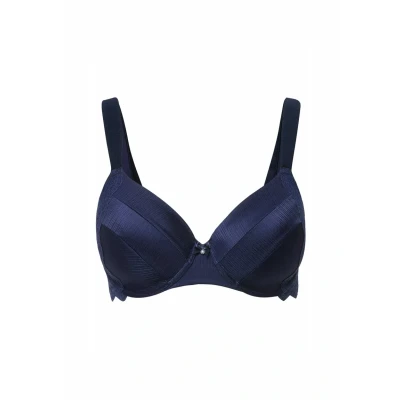 Abbildung von Ulla Popken Damen Wire Bra, Softcup, Satin and Lace BH, 1,5 cm, Nachtblau, 110D