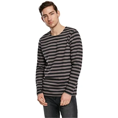 Abbildung von Urban Classics Stripe LS Langarmshirt, Herren, Größe: XXL, Asphalt/black