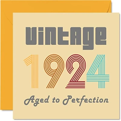 Abbildung von Geburtstagskarten zum 100. Geburtstag für Männer und Frauen Vintage 1924 Aged To Perfection 100 Lustig Sie Ihn 145 mm x Glückwunschkarten
