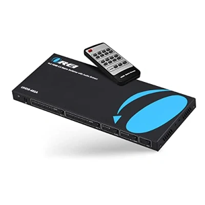 Abbildung von OREI 4K HDMI Matrix Switch 4 X 2, Switcher 18G UltraHD mit Arc Unterstützt bis zu @ 60Hz &amp; 1080P IR Audio Extractor EDID HDCP 2. Fernbedienung Vollmatrixauswahl
