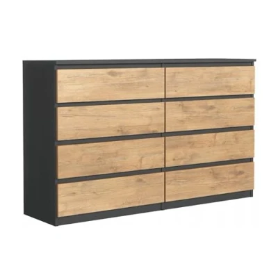 Abbildung von 3E 3xE living.com Kommode mit 8 Schubladen, Farbe: Anthrazite/Lancelot Eiche, A: 140 x 101 39 cm