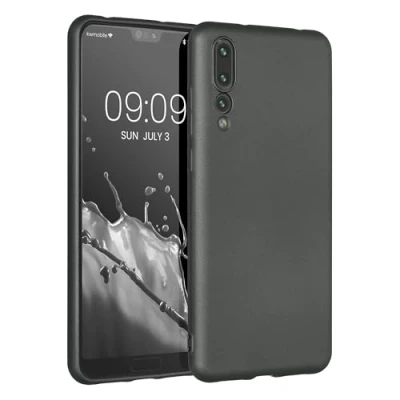Abbildung von kwmobile Handyhülle kompatibel mit Huawei P20 Pro Hülle weiche Silikon Case metallisch schimmernd in Metallic Grau