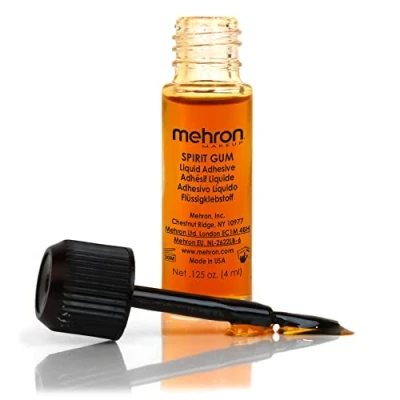 Abbildung von Mehron Make up Spirit Gum Klebstoff Spezial Effekte, Cosplay, Halloween, Bühnen Professioneller Kosmetikklebstoff für Gesicht, Haut und Körper (4 ml)