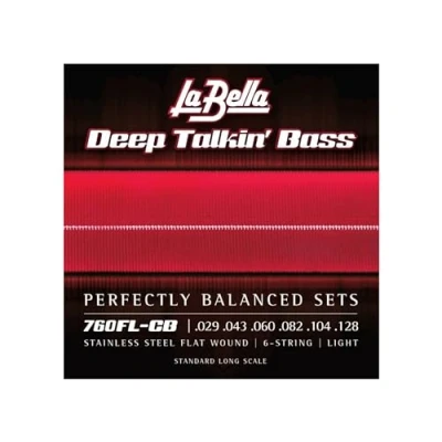 Abbildung von La Bella Strings »DEEP TALKIN&#039; Bass FLATS 760FL CB 6 String E BASS« Saiten für Stainless Steel Flatwound Light: 029 128