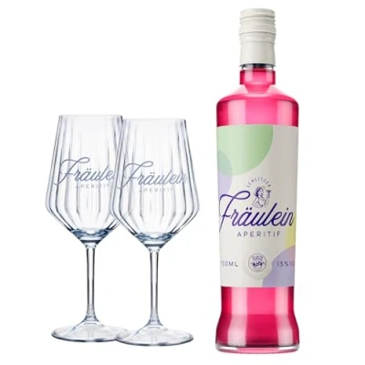 Abbildung von Schlitzer Fräulein Aperitif 0,7l inkl. 2 Gläser Fruchtiger mit Grapefruit, Yuzu &amp; Rosmarin Geschenkset für Spritz Secco 15% vol