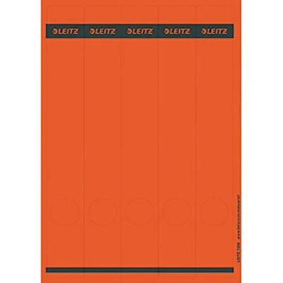 Abbildung von Leitz PC beschriftbare Rückenschilder selbstklebend für Standard und Hartpappe Ordner, 125 Stück, Langes schmales Format, 39 x 285 mm, Papier, rot, 16880025