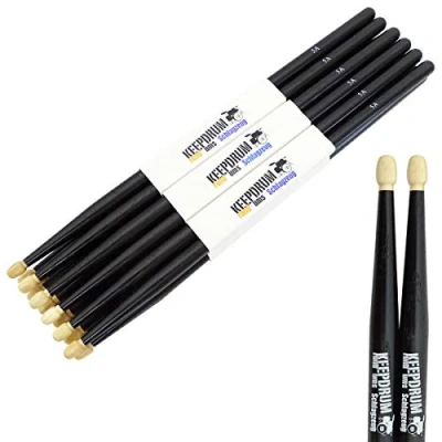 Abbildung von keepdrum 5A Black Hickory Drumsticks Schlagzeug Stöcke Schwarz 12 Paar