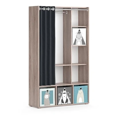 Abbildung von Vicco Kinderkleiderschrank Luigi, Sonoma, 105.8 x 178.1 cm Mit Faltboxen (grau)