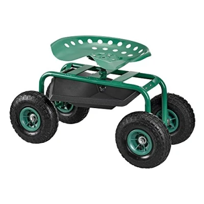 Abbildung von pro.tec Schubkarre, Fahrbarer Gartensitz bis 135 kg Rollsitz 81 x 44,5 54 cm Grün