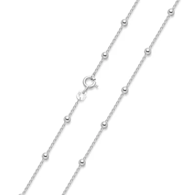 Abbildung von Materia Collierkettchen Damen Mädchen Silber Kugelkette 40 70cm K103, 925 Sterling Silber, rhodiniert