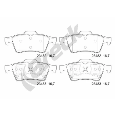Abbildung von BRECK 23482 00 702 Bremsbelagsatz nicht für Verschleißwarnanzeiger vorbereitet RENAULT: ESPACE 4, MEGANE 2, LAGUNA 2 Grandtour