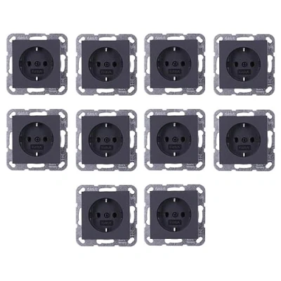 Abbildung von 10x Gira 418828 SCHUKO Steckdose System 55 Anthrazit