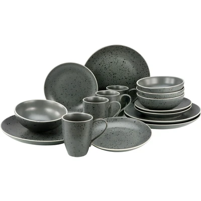 Abbildung von CreaTable Kombiservice &quot;Geschirr Set Industrial Chic&quot;, (Set, 16 tlg., Kaffeeservice und Tafelservice im Set, für 4 Personen), Service, seidenmatte Sprenkelglasur, Teile, Personen