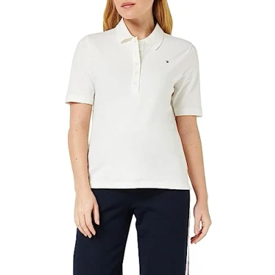 Abbildung von Tommy Hilfiger REG SS Poloshirt, Damen, Größe: Medium, Ecru