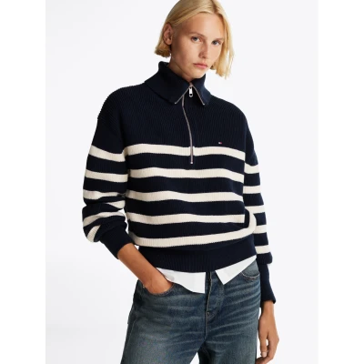 Abbildung von Tommy Hilfiger Cardi Stitch 1/2 ZIP Strickpullover Desert sky/ivory petal, Damen, Größe: 3XL, petal