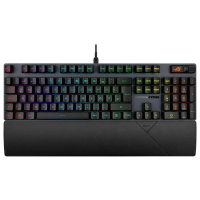 Abbildung von ASUS ROG Strix Scope II RX RGB Gaming Tastatur (QWERTZ Layout, AURA Sync Beleuchtung, optische Red Switches, Streaming Hotkeys, Multifunktions Bedienelemente, ergonomische Handgelenkstütze)