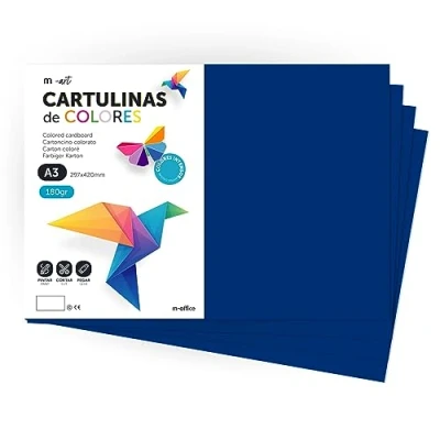 Abbildung von cartulina de Colores, A3, Folios colores 180gr, Bloc intensos, Ideal para Manualidades, Imprimir tus Documentos y Diseños Creativos · m office (100 Hojas, Azul Oscuro)