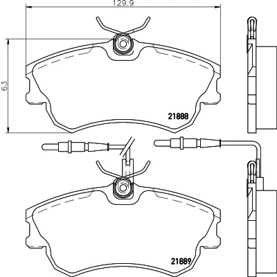 Abbildung von HELLA 8DB 355 019 261 Bremsbelagsatz mit integriertem Verschleißwarnkontakt Bremssattelschrauben RENAULT: ESPACE 3