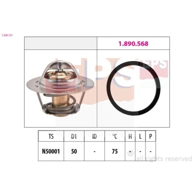 Abbildung von EPS 1.880.721 Kühlwasserthermostat 75 50 Made in Italy OE Equivalent RENAULT: CLIO 3