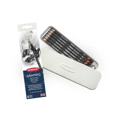 Abbildung von Derwent Graphic Bleistift Zeichenstifte, Zeichnen &amp; Schreiben, 6er Set, Inklusive Spitzer, Ideal zum Skizzieren, Professionelle Qualität, 0700835