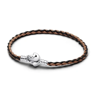Abbildung von PANDORA Moments Disney der König Löwen Verschluss Geflochtenes Lederarmband, Kompatibel Moments, Größe:1 7,5 cm, 593361C01 S1