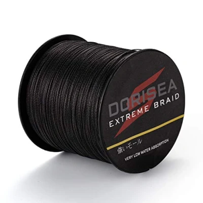 Abbildung von Dorisea Extreme Braid geflochtene Angelschnur, 100% PE, 100 m, 2,7250 kg getestet, unglaubliche Superline, kein Dehnen, 22,7 kg/0,36 mm, Schwarz
