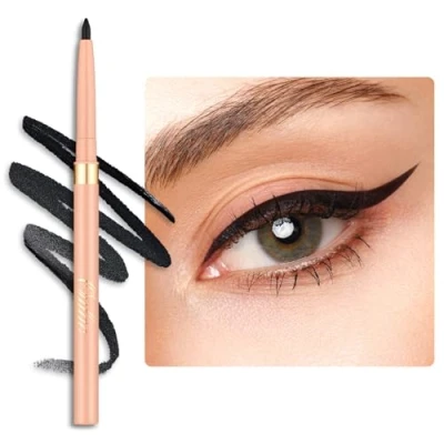 Abbildung von OULAC Schwarzer Eyeliner Wasserfest, Wischfester Matter Eye Liner Stift Hält 24 Stunden+, Hochpigmentierter Seidiger Drehbarer Kajalstift, Vegan (01) Noir